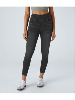 Halara Flex™ High Waisted Black Denim Leggings Full Length Sz M NWT